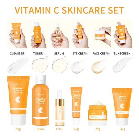 Vitamin C Enriched Skin Care Set - Combat Pigmentation & Fine Lines with Complete Routine Smooth Wrinkles, and Nurture Your Skin