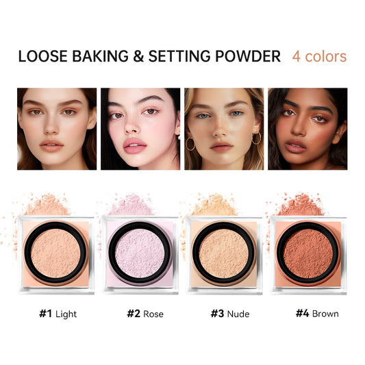 Loose powder makeup Loose Baking&Setting Powder Matte Waterproof Long Lasting Oil Control 4 Colors Loose Powder Makeup Cosmetics